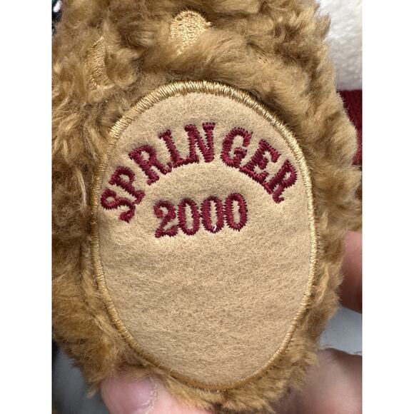 Vintage KenTex Christmas Teddy Bear SPRINGER 2000 In Shirt W/ Hat Attached 15” - Picture 4 of 10